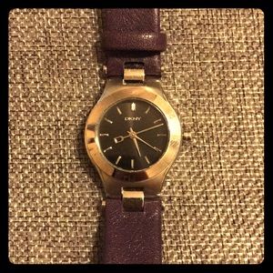 Dark purple leather DKNY watch